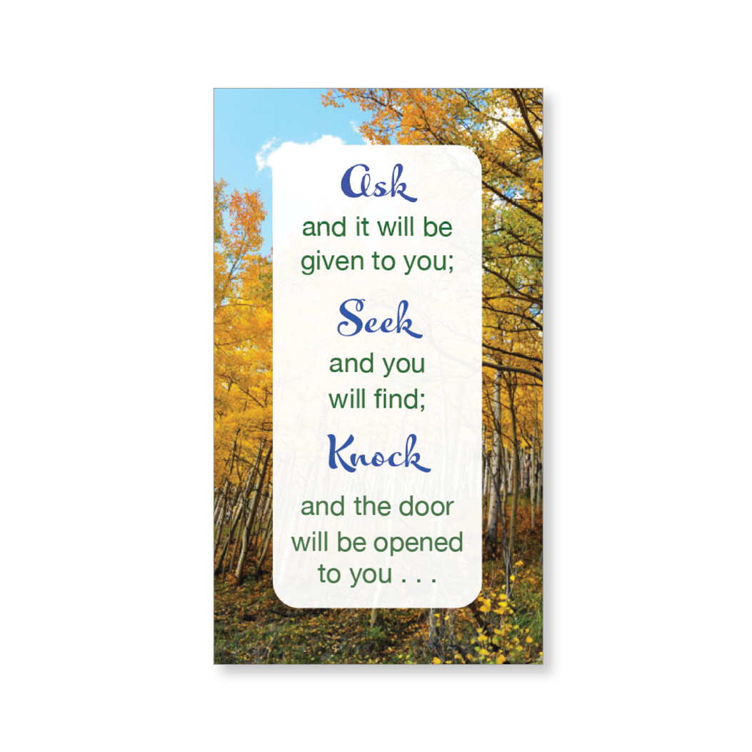Mini blessings—Ask, seek, knock; with scripture, (includes 10 mini cards)